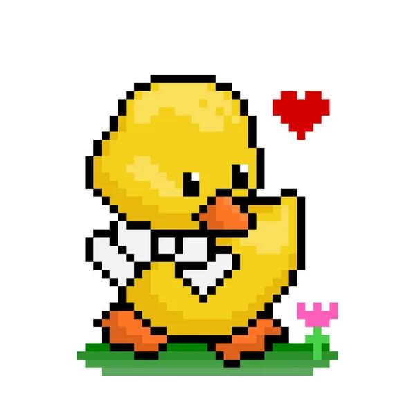 Imagen Pato Bebé Pixel Ilustración Vectorial — Vector de stock