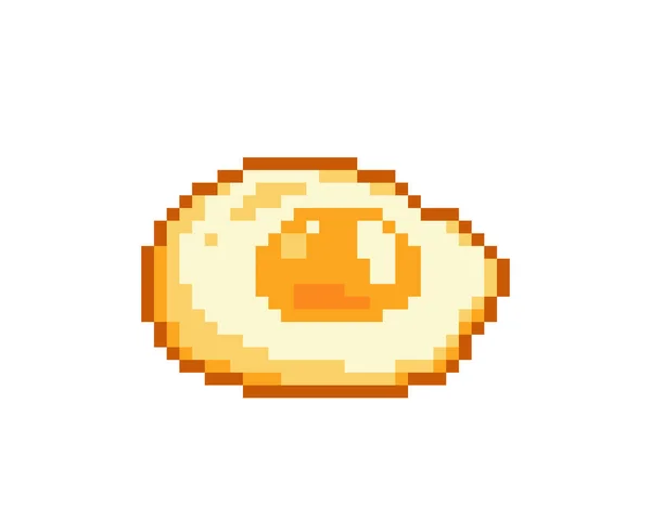 ピクセル卵の黄身の画像 日当たりの良い側面 クロスステッチパターンと8ビットゲームのベクトルイラスト — ストックベクタ