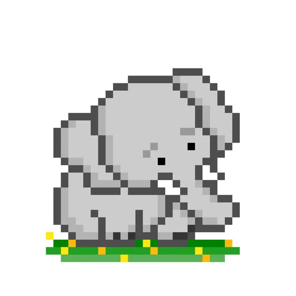 Imagen Elefante Pixel Ilustración Vectorial — Vector de stock