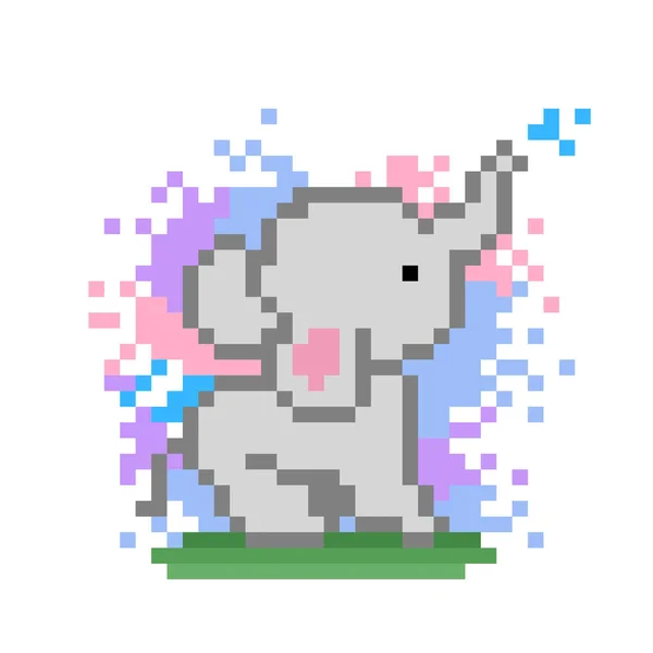 Pixel Elefánt Kép Vektorillusztráció — Stock Vector