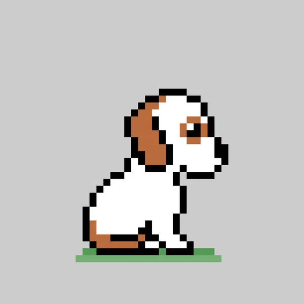 Pixel Jack Russel Immagine Cucciolo Illustrazione Vettoriale Pixel Art — Vettoriale Stock