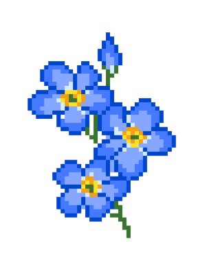 Piksel keten çiçeği resmi. çapraz dikiş şablon vektör çizimi.