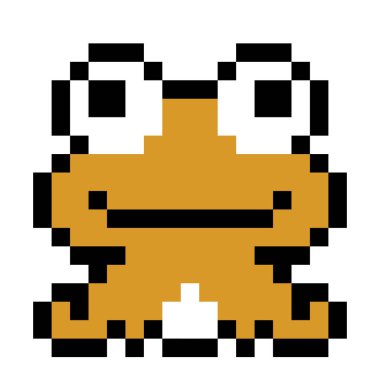 Kurbağa deseni. Piksel kurbağa resmi. Piksel Sanatının Vektör İllüstrasyonu.