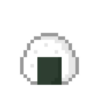 Piksel onigiri görüntüsü. Pirinç topunun vektör illüstrasyonuName.