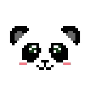 Pikselin panda görüntüsü. Piksel Sanatının Vektör İllüstrasyonu.