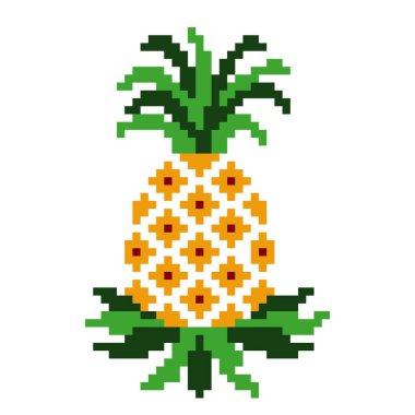 Pinaple desenli görüntü. Piksel sanatının vektör illüstrasyonu