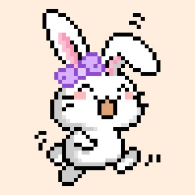Tavşan deseni. Piksel mutlu tavşan görüntüsü. Piksel Sanatının Vektör İllüstrasyonu.