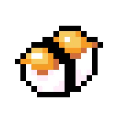 Piksel suşi. Vektör çizimi. Beyaz bir arkaplanda izole edilmiş.