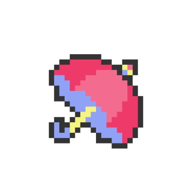 Oyun simgesi için şemsiye pikseli resim. Vektör İllüstrasyonu.