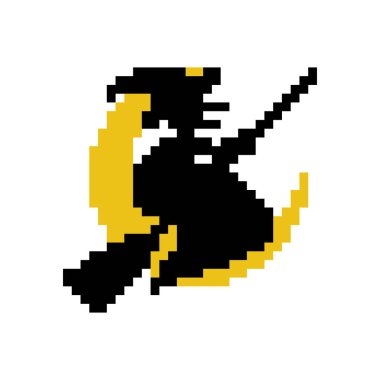 Piksel cadı görüntüsü. Çapraz dikiş şablon vektör çizimi.