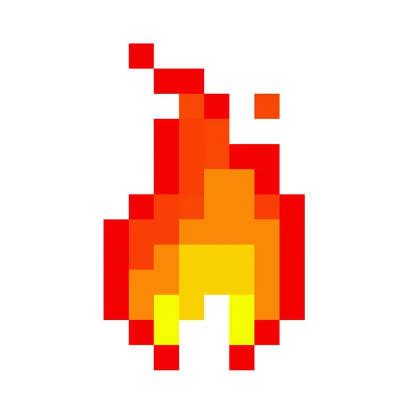 Guiのための火をピクセル化する ピクセルアートのベクトルイラスト — ストックベクタ