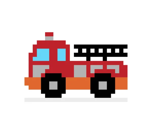 Imagen Del Camión Bomberos Pixel Ilustración Vectorial Del Patrón Punto — Vector de stock