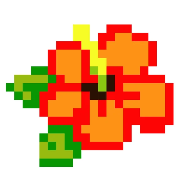 Pixel Imagen Flor Vector Ilustración Píxeles — Vector de stock