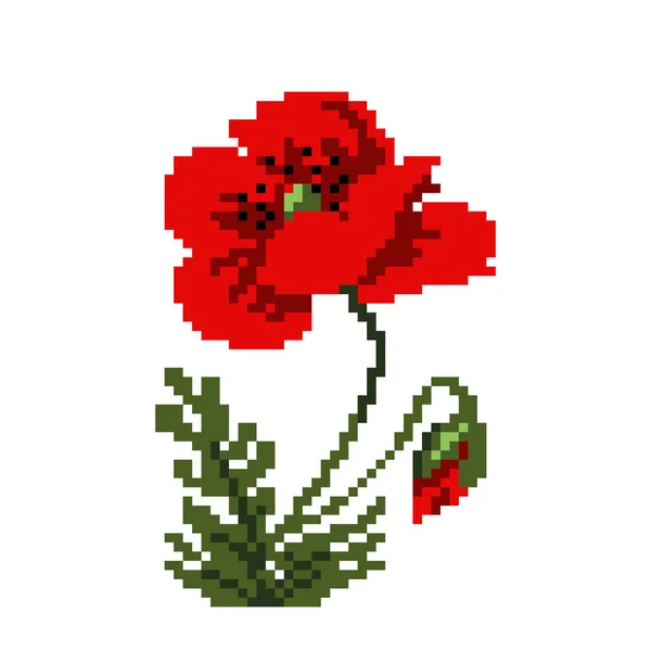 Kreuzstichmuster Pixelblumenbild Vektorillustration — Stockvektor