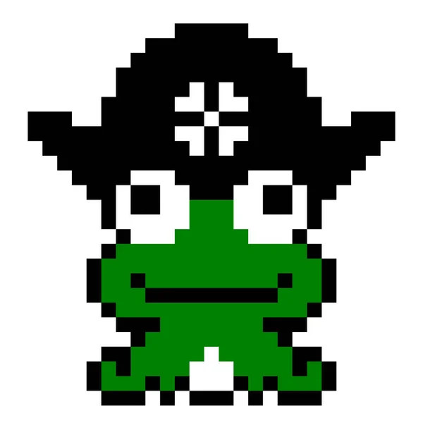 海盗青蛙的模式 皮克斯海盗青蛙形象 像素艺术的矢量说明 — 图库矢量图片