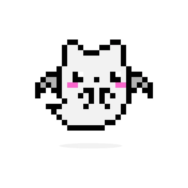 Pixel Gato Fantasma Com Asas Imagem Ilustração Vetorial — Vetor de Stock