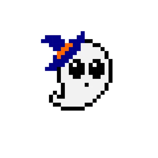 Pixel Fantasma Usando Imagem Chapéu Pixel Arte Vetor Ilustração —  Vetores de Stock