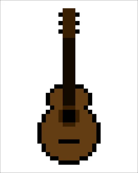 Gitaarpixel Pixel Gitaar Afbeelding Vector Illustratie Van Pixelkunst — Stockvector