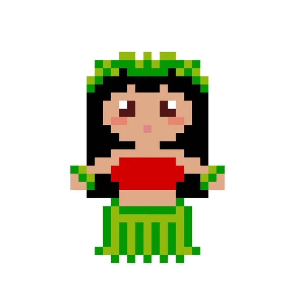 草裙舞的像素图案 Pixel艺术矢量图解 — 图库矢量图片