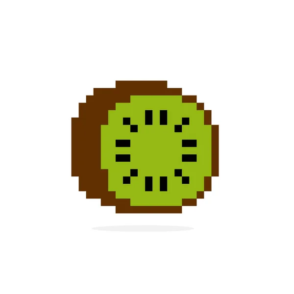 Pixel Kiwi Imagen Fruta Ilustración Vectorial — Vector de stock