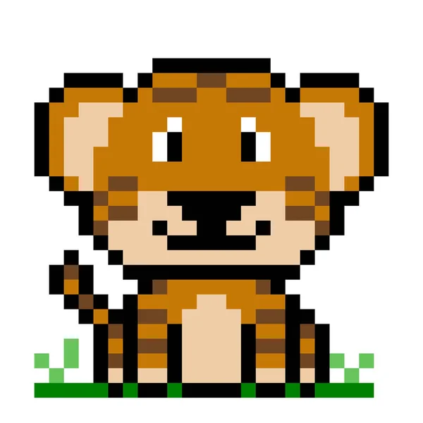 Padrão Tigre Imagem Tigre Pixel Ilustração Vetorial Pixel Art — Vetor de Stock