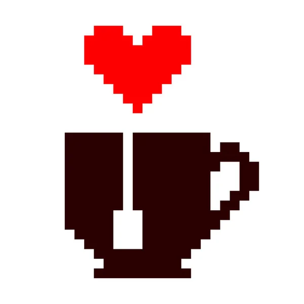 Tea Cup Pattern Pixel Tea Cup Love Image Vector Illustration — Stock Vector