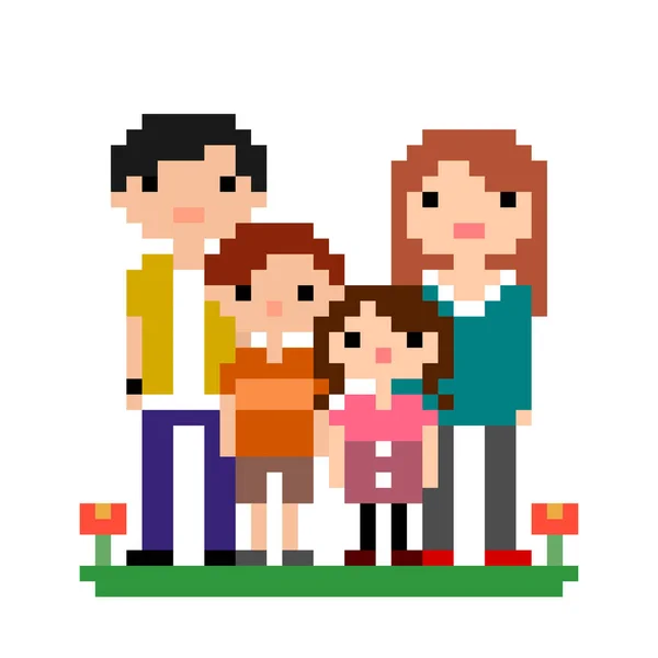 Píxeles Para Padres Hijos Para Patrón Punto Cruz Camiseta Ilustración — Vector de stock