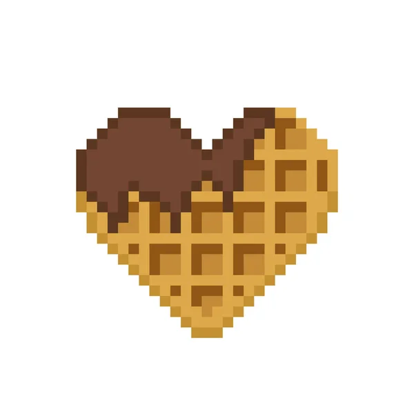 Gaufre Image Pixel Avec Forme Coeur Illustration Vectorielle Motif Point — Image vectorielle