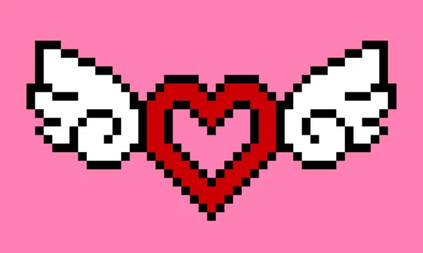 Pixel Amour Avec Aile Vecteur Motif Amour Illustration Pixel Art — Image vectorielle