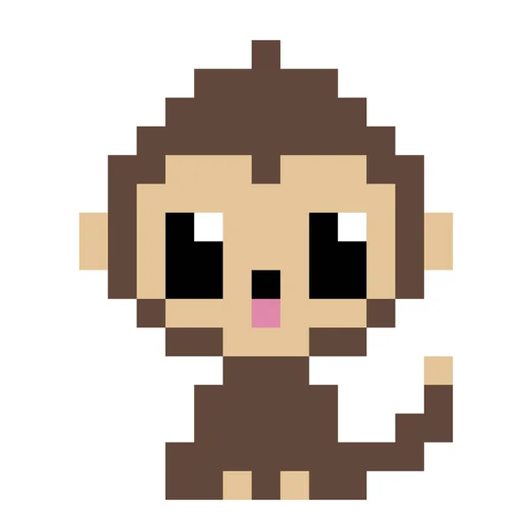 Małpa Obraz Pixel Monkey Wektor Ilustracja Sztuki Pikseli — Wektor stockowy