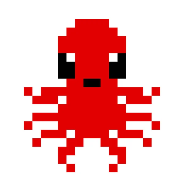 Pixel Octopus Image Vector Illustration Pixel Art — Stock Vector