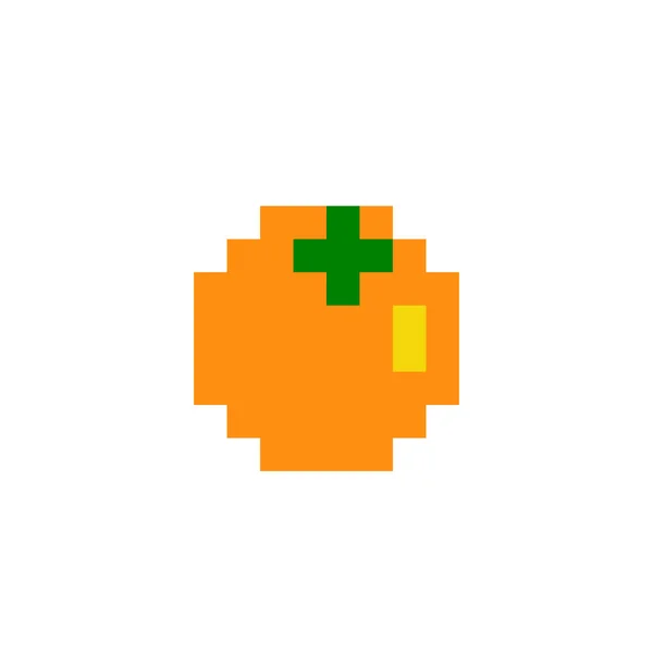 Imagem Pixel Fruta Laranja Ilustração Vetorial — Vetor de Stock