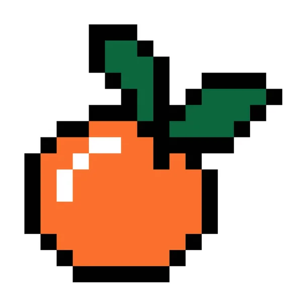 Oranje Pixel Pixel Oranje Fruit Afbeelding Vector Illustratie Van Pixelkunst — Stockvector