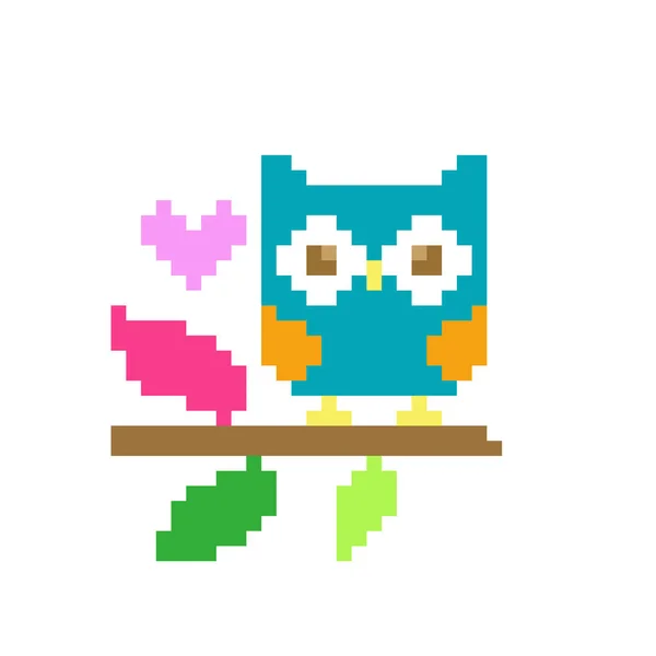 Imagen Pixel Owl Ilustración Vectorial Patrón Punto Cruz — Archivo Imágenes Vectoriales