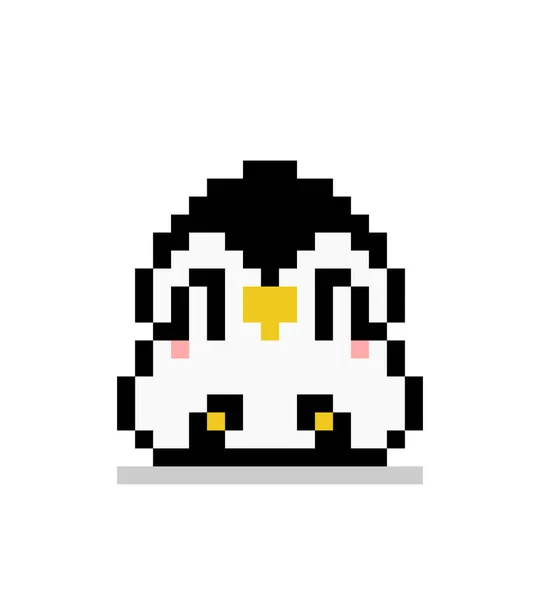 Gambar Duduk Pixel Penguin Ilustrasi Vektor - Stok Vektor