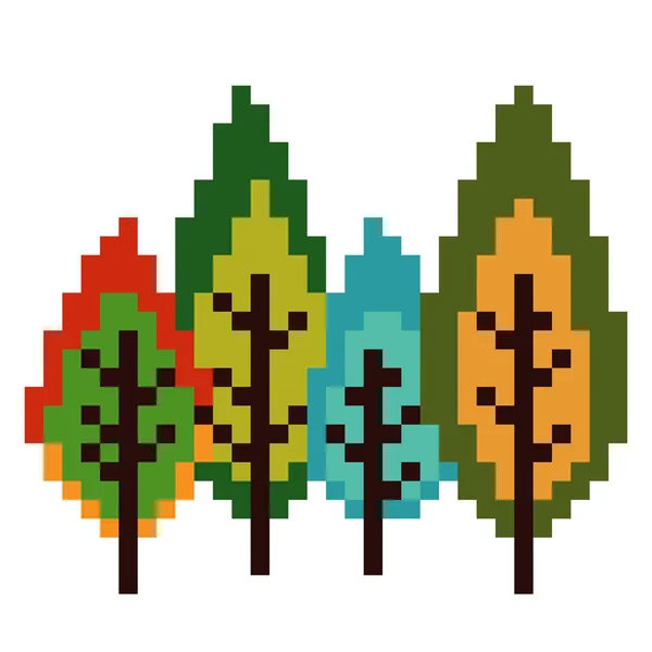 Піксельне Дерево Сосни Піксельне Зображення Лісового Дерева Векторна Ілюстрація Піксельного — стоковий вектор