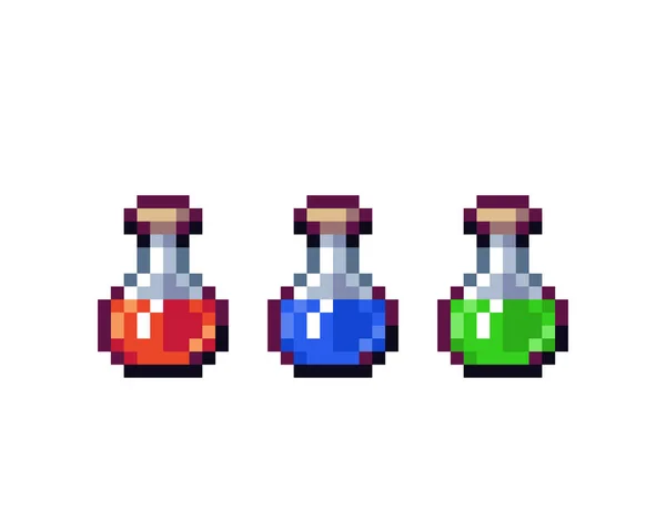 Pixel Image Bouteille Potion Pour Les Articles Jeu Illustration Vectorielle — Image vectorielle