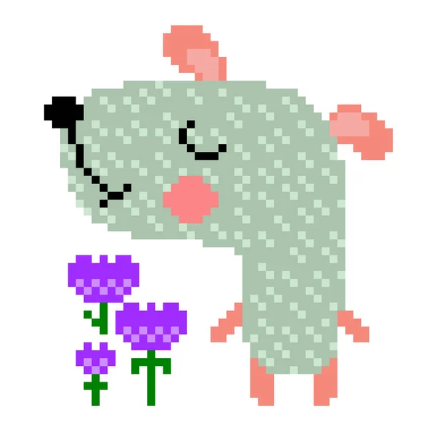 Αξιολάτρευτο Μοτίβο Σκύλου Pixel Χαριτωμένο Κουτάβι Για Πουκάμισο Παιδιά Εικόνα — Διανυσματικό Αρχείο