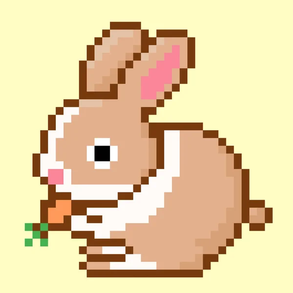 Kaninchenmuster Pixel Kaninchenbild Vektor Illustration Der Pixelkunst — Stockvektor