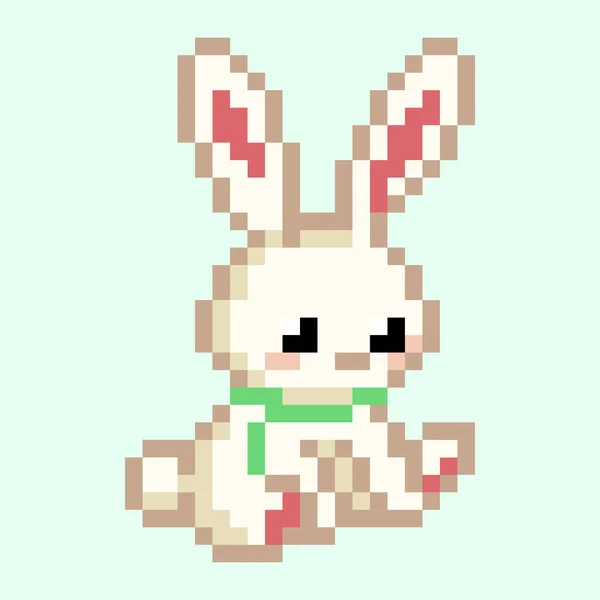 Modèle Lapin Assis Pixel Lapin Image Triste Illustration Vectorielle Pixel — Image vectorielle