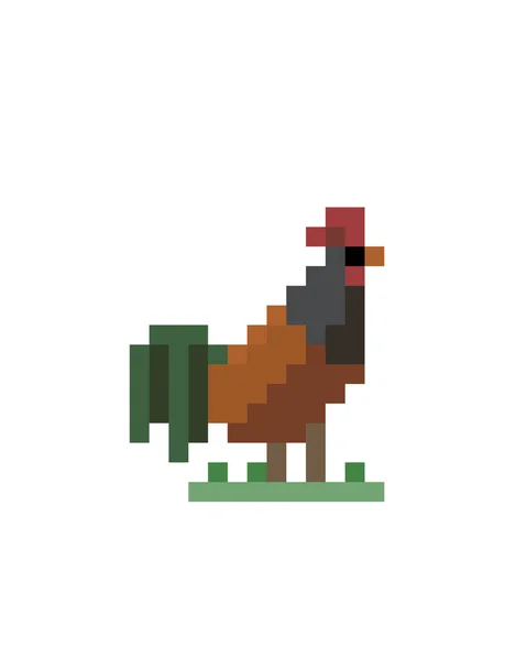 Immagine Del Gallo Pixel Punto Croce Modello Vettoriale Illustrazione — Vettoriale Stock