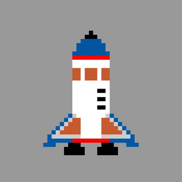 火箭宇宙飞船的模式 Pixel宇航员火箭图像 像素艺术的矢量说明 — 图库矢量图片