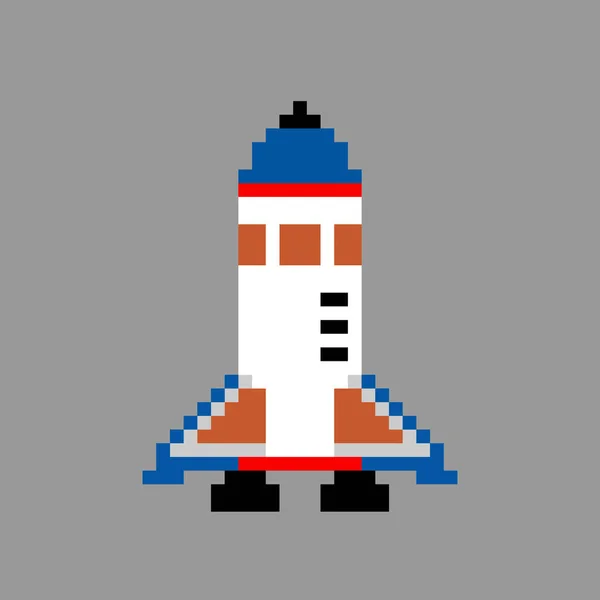 Vzorek Raketové Lodi Pixel Astronaut Raketový Obraz Vektorové Ilustrace Pixelového — Stockový vektor