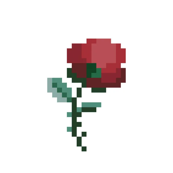 Muster Roter Rosen Pixel Rose Blume Bild Vektorillustration — Stockvektor