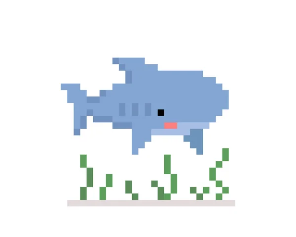 Pixel Shark Image Vector Illustration — Stock Vector