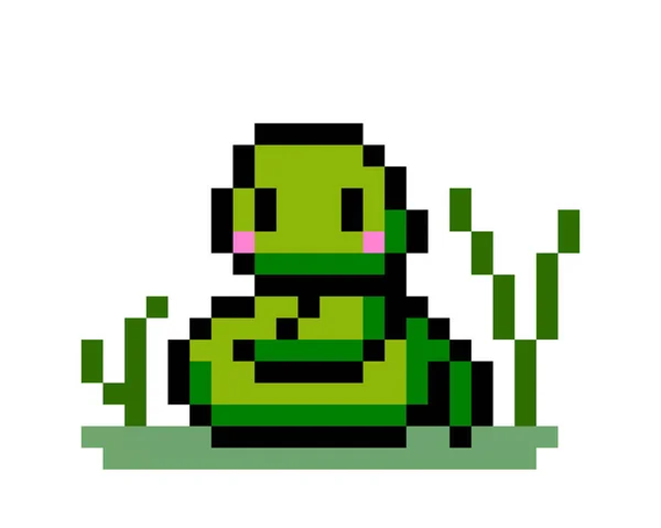 Vektor Illustration Von Cartoon Snake Pixel Art Design — Stockvektor