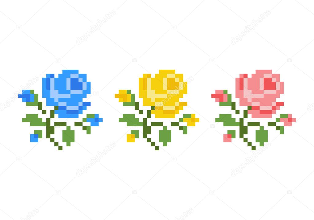 Flower cross stitch pattern. Pixel flower image. Vector illustration.