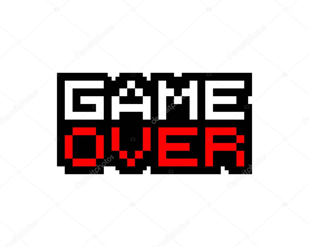Game over pixel. Vector illustration of cross stitch and t-shirt pattern.