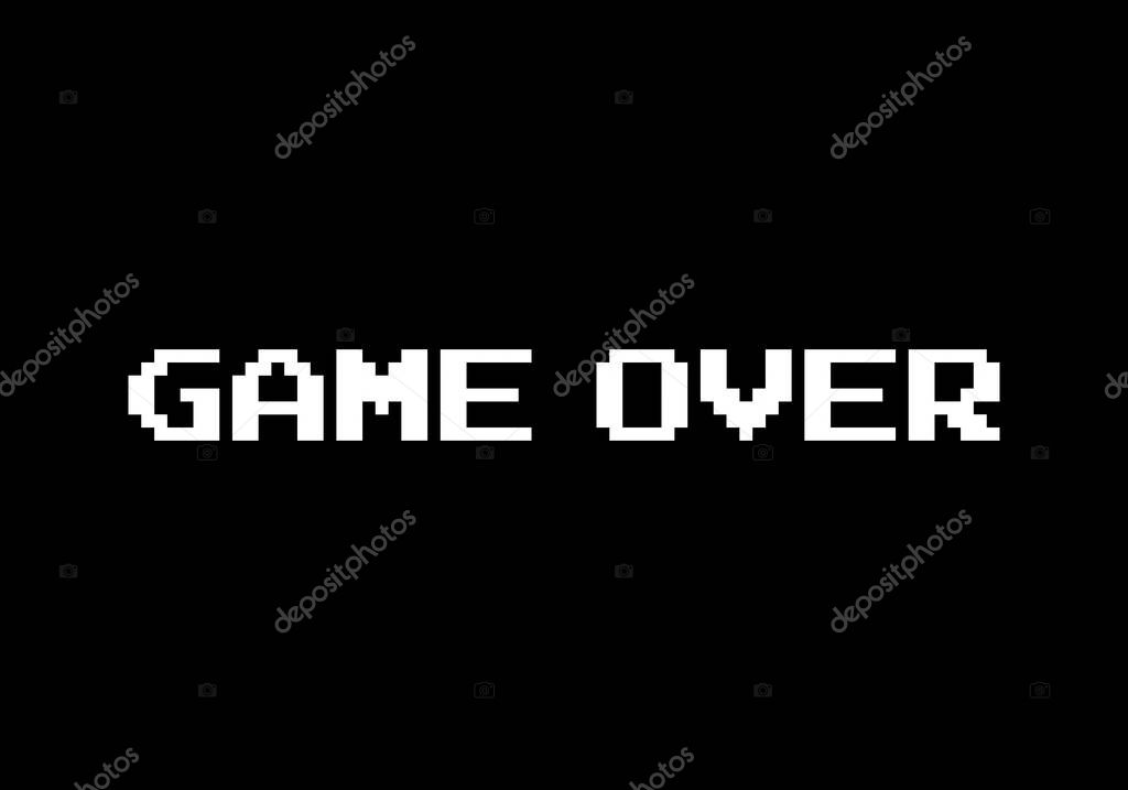 Game over pixel. Vector illustration of cross stitch and t-shirt pattern.