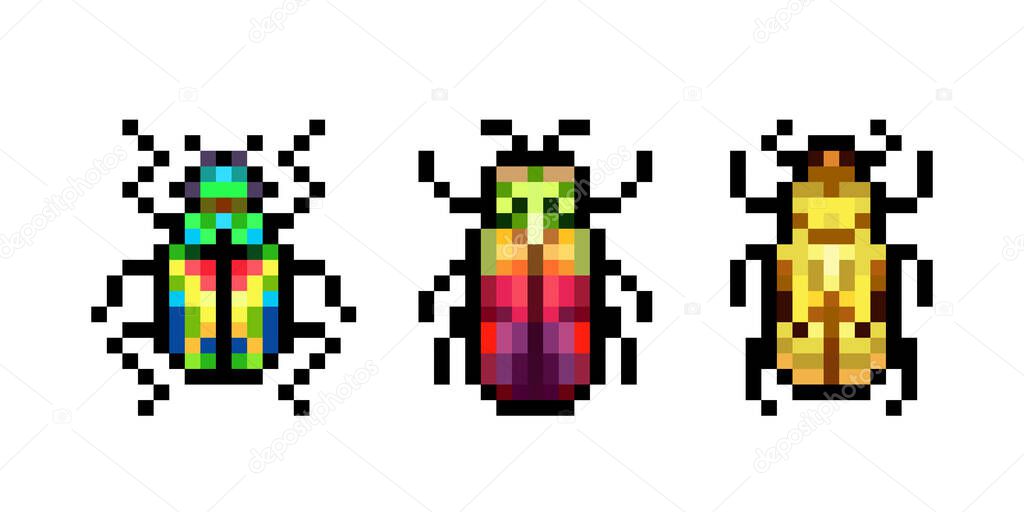 Pixel insect image. vector illustration.